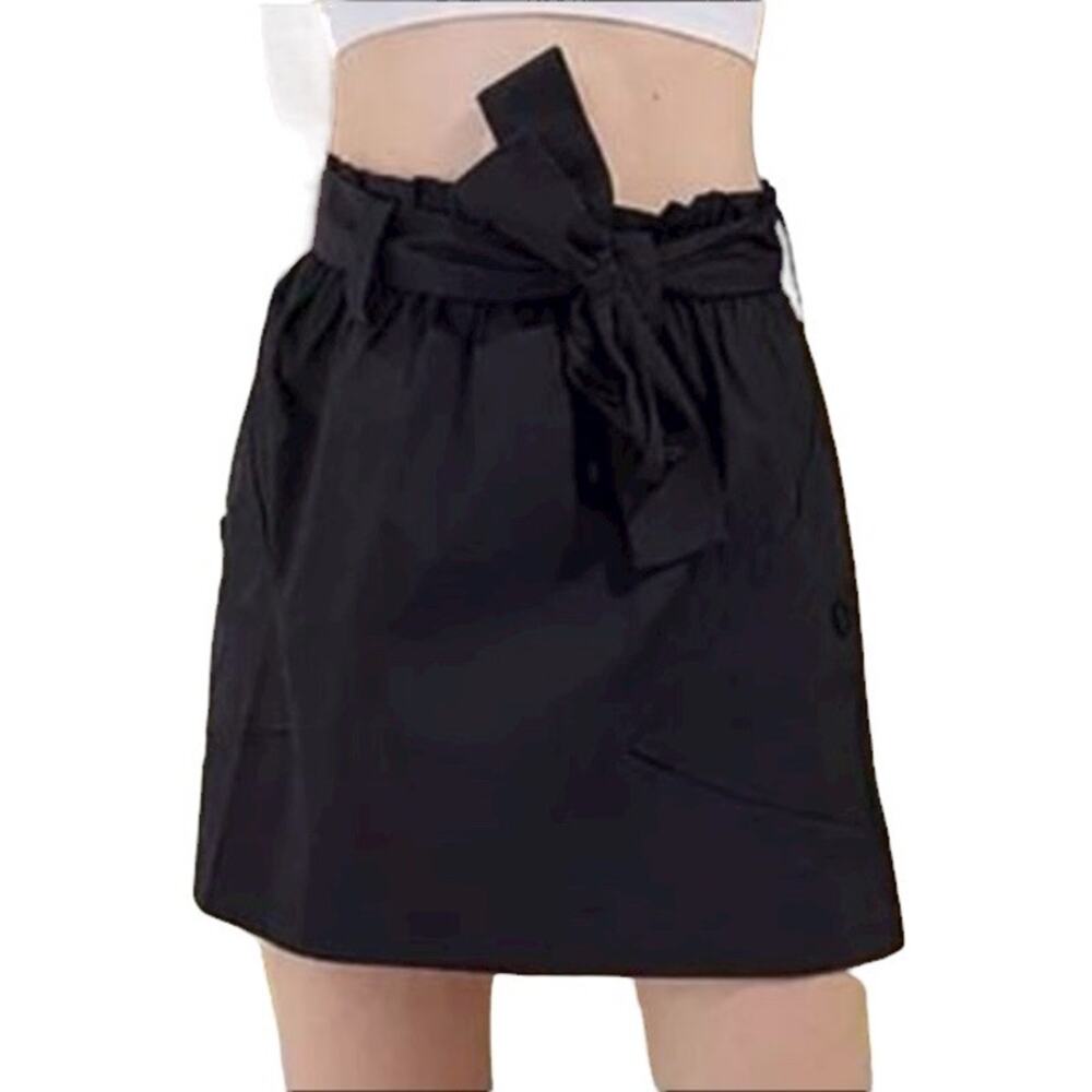 🔥 Urban Outfitters UO Tiffany Black Belted Paperbag Mini Skirt Size Medium